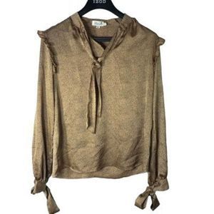 Molly Bracken Anthropologie Women’s Medium Brown Animal Print Blouse Ladies